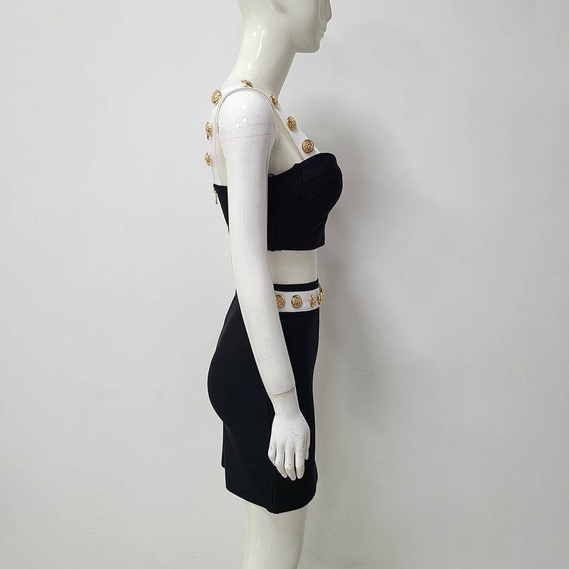 Elianna Button Crop Top & Mini Skirt Set