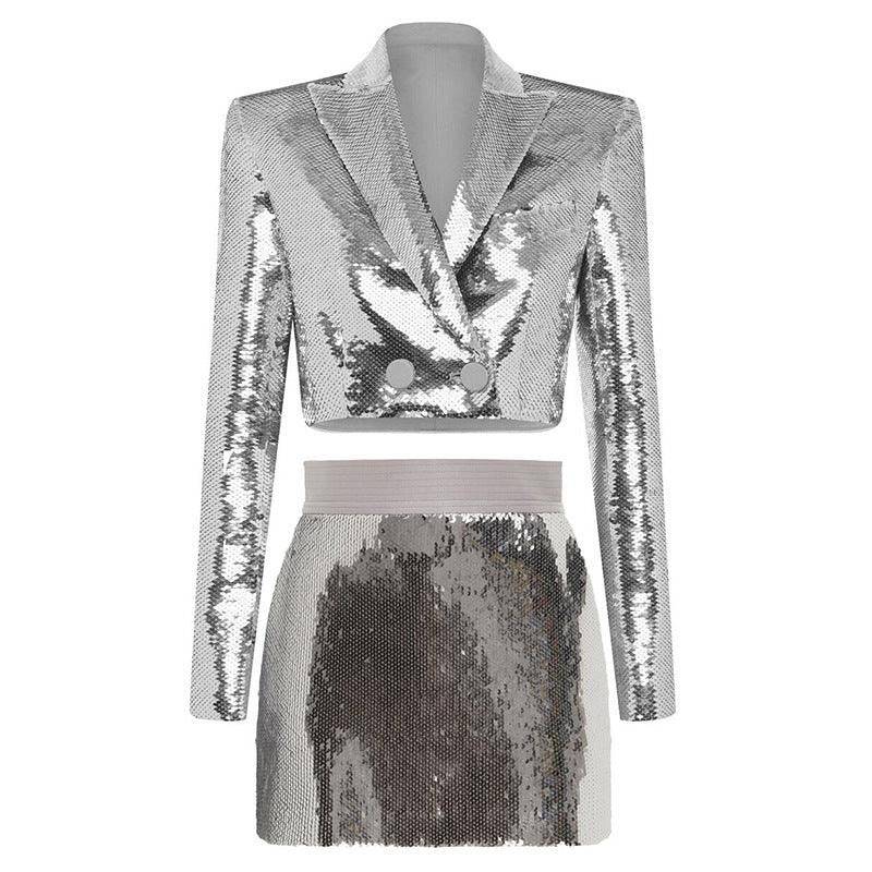 Stella Sequin Cropped Top & Mini Skirt Set