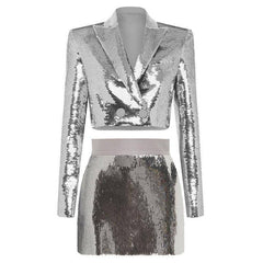 Stella Sequin Cropped Top & Mini Skirt Set