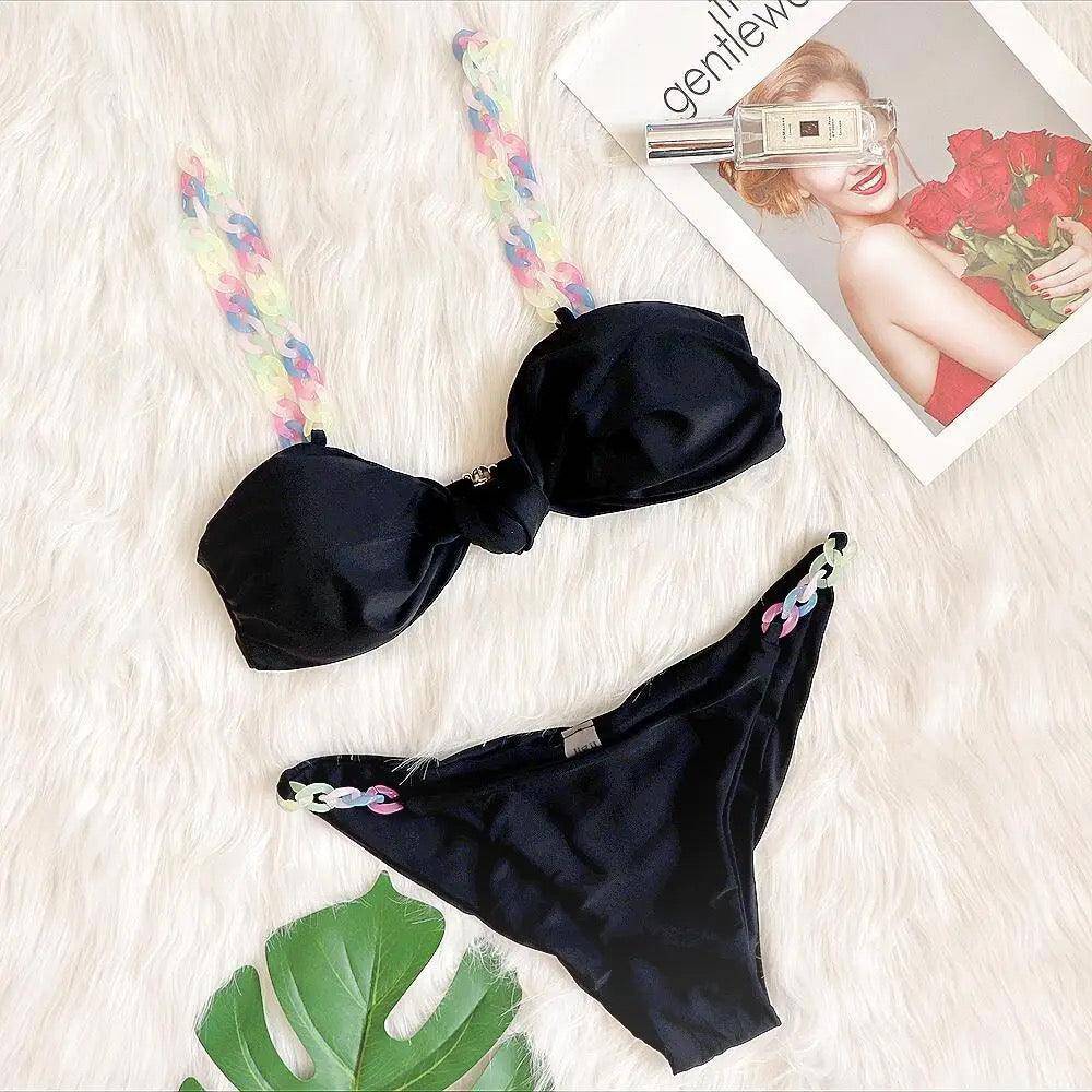 Didi Wrap Front Spaghetti Strap Bikini Swimsuit