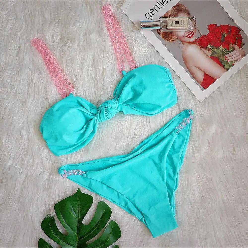 Didi Wrap Front Spaghetti Strap Bikini Swimsuit