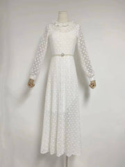 Minerva See-through with Plain Undergarments Embroidered Dress