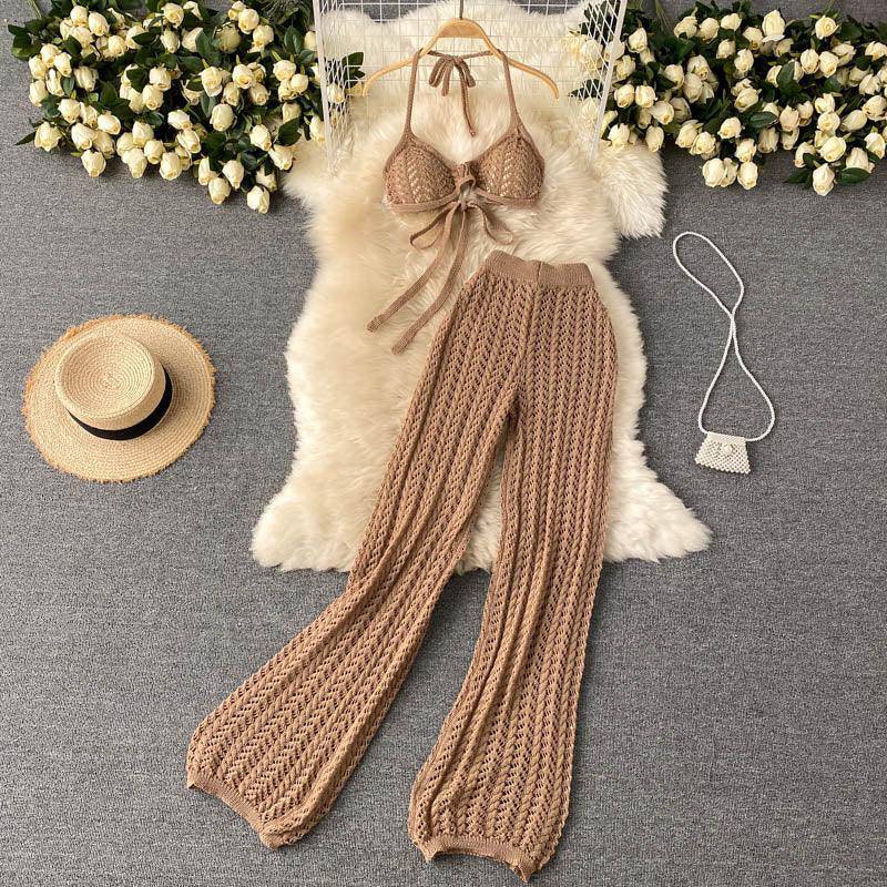 Nelia Knitted Solid Pants Set