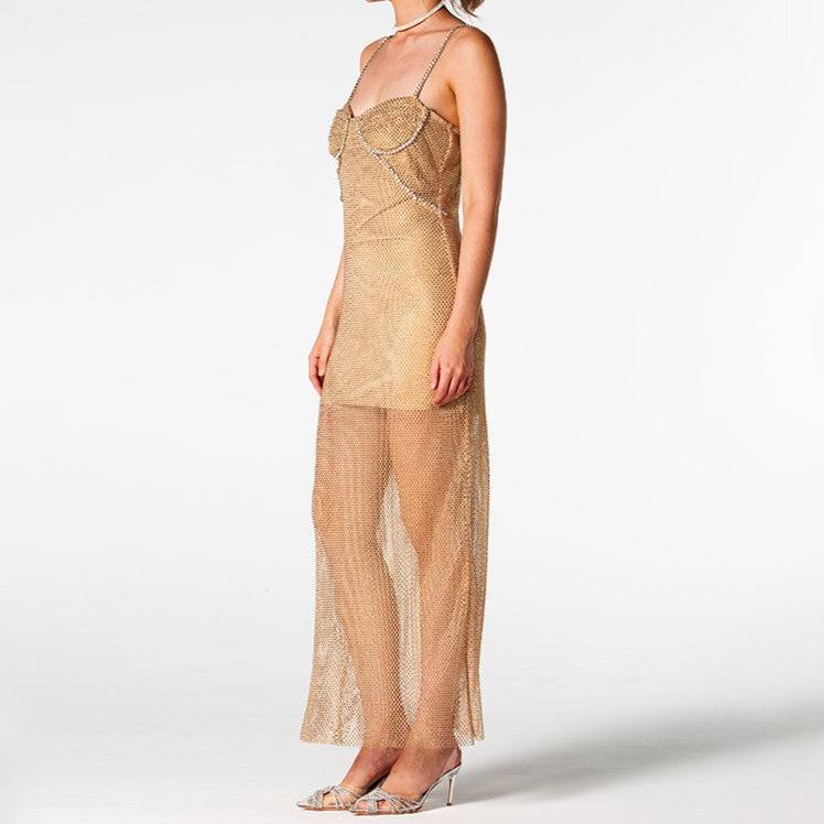 Astrid Embellished Fishnet Maxi Dress