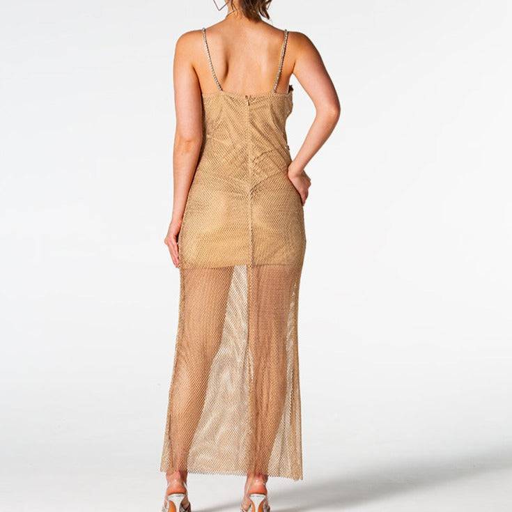 Astrid Embellished Fishnet Maxi Dress