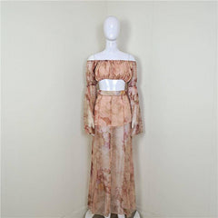 Raelynn Floral Off Shoulder Layered Sleeve & Slit Hem Skirt Set
