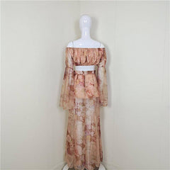 Raelynn Floral Off Shoulder Layered Sleeve & Slit Hem Skirt Set