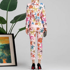 Ellen Allover Print Blazer Top & Pants Set