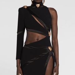 Katya Hollow Out Irregular Mini Dress