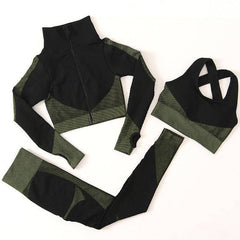 Eva Solid Sports Bra & Leggings With Hooded Jacket