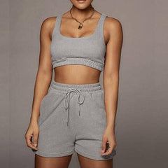 Juliet Solid Sports Bra & Mini Shorts Sports Set