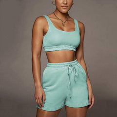 Juliet Solid Sports Bra & Mini Shorts Sports Set