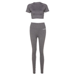 Neveah Solid Crop Top & High Waist Seamless Leggings Sports Set