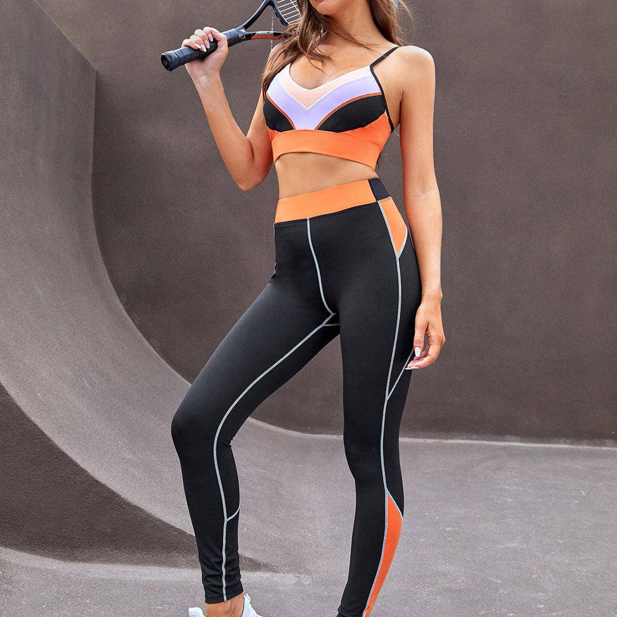 Skylar Color Block Bra & High Waist Leggings Sport Set