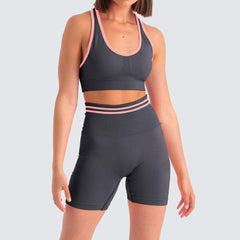 Alison Solid Sports Bra & High Waist Cycling Sports Set