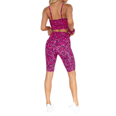 Kennedi Allover Leopard Sports Bra & High Waist Cycling Shorts Sports Set