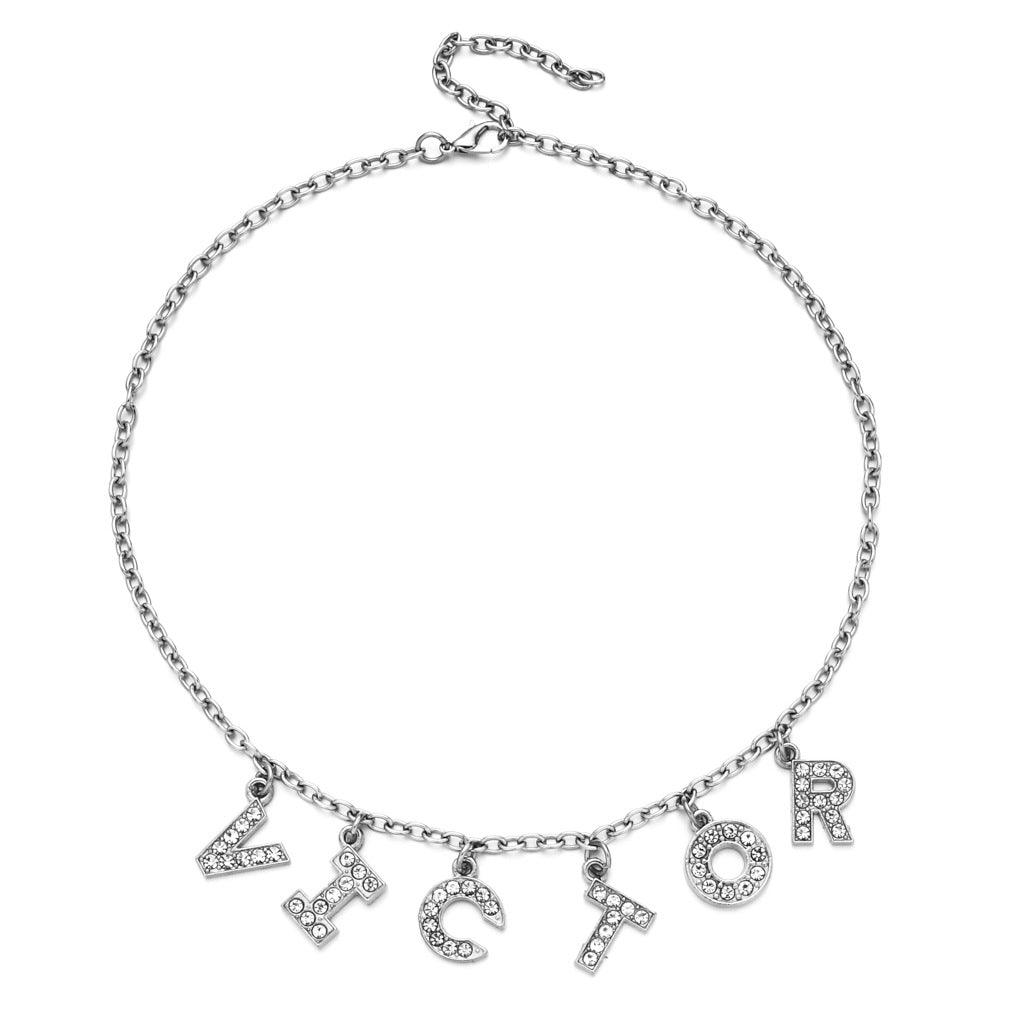 Skyler Rhinestone Letter Pendant Necklace