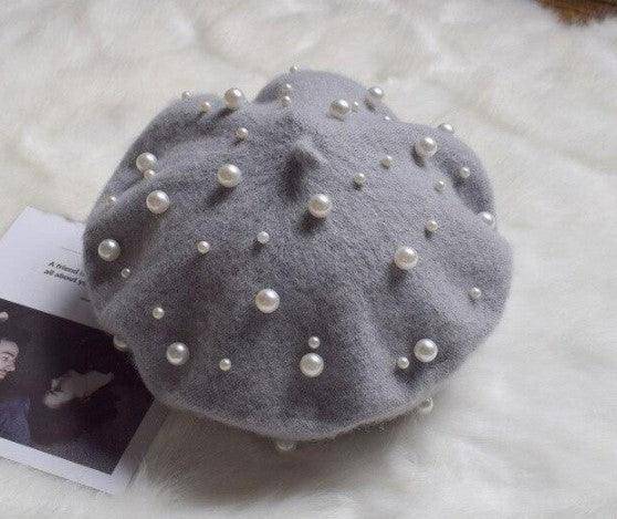 Cashmere Beaded Pearl Beret