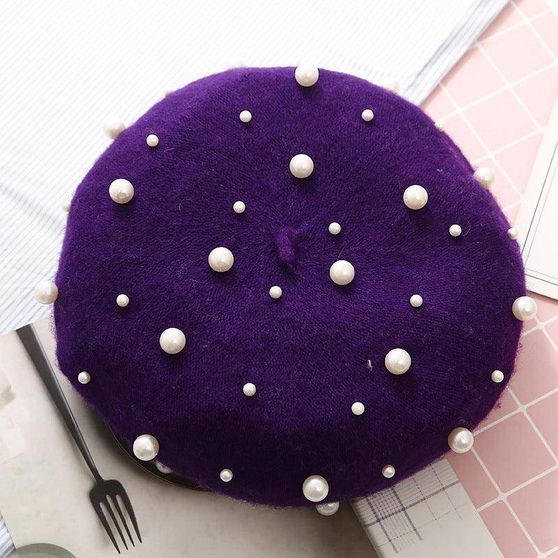 Cashmere Beaded Pearl Beret