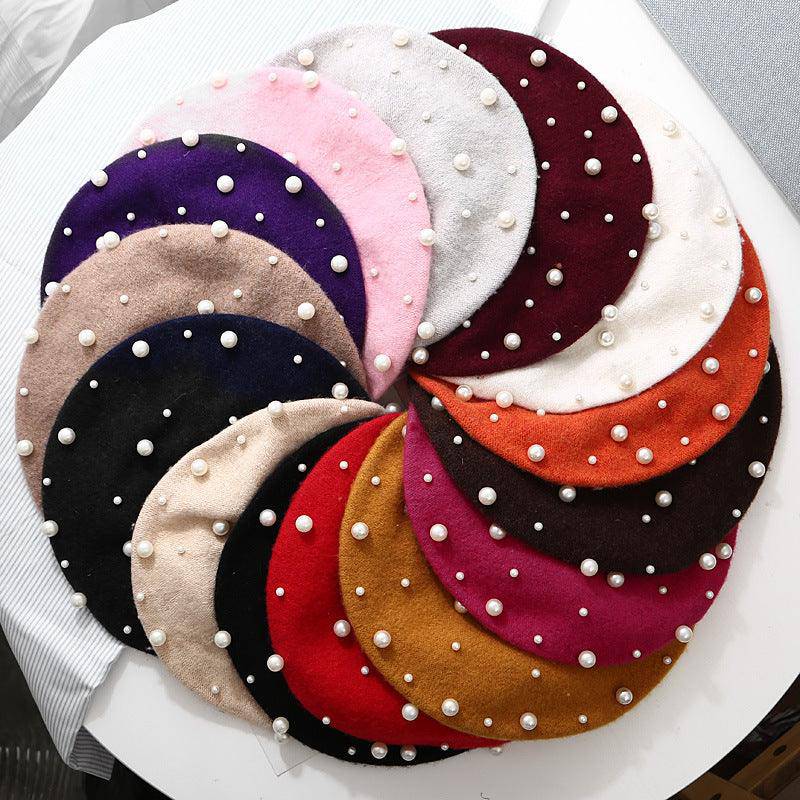Cashmere Beaded Pearl Beret