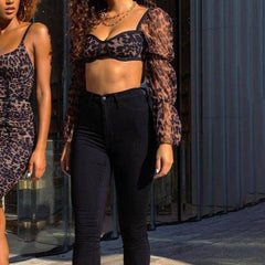 Naima Allover Leopard Off Shoulder Crop Top
