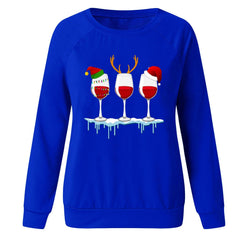 Megan Christmas Wine Print Pullover Top