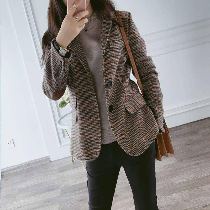 Lilianna Checkered Wool Blazer