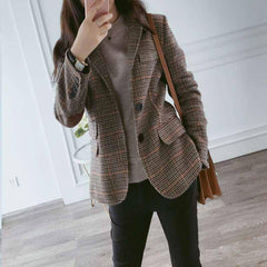 Lilianna Checkered Wool Blazer