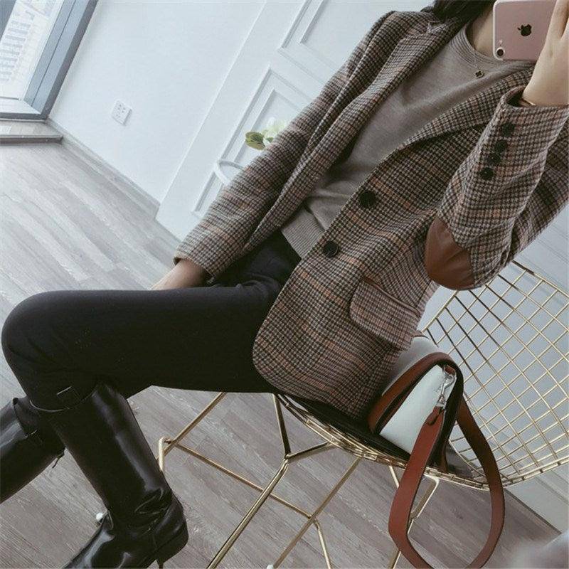 Lilianna Checkered Wool Blazer