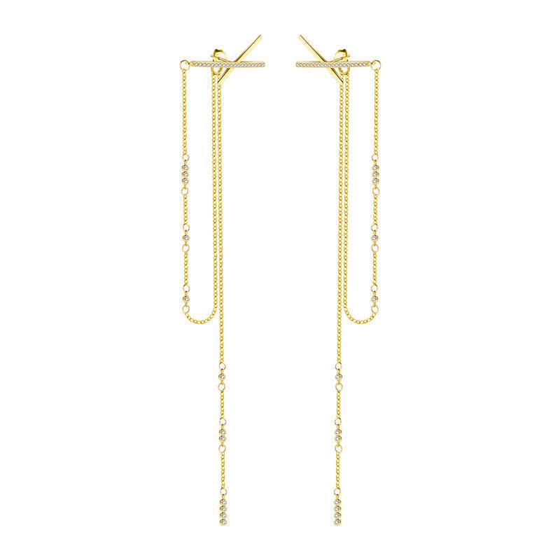 Kasandra Cross Tassel Chain Earrings