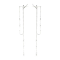Kasandra Cross Tassel Chain Earrings