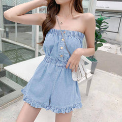 Beatrice Denim Strapless Romper