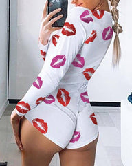 Quinn Allover Print Long Sleeve Romper