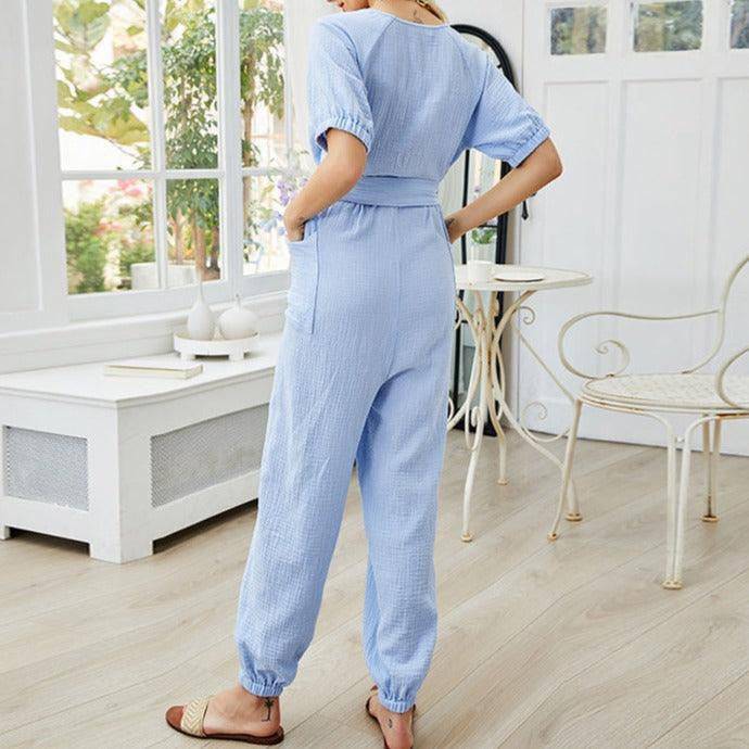 Lucia Surplice Front Knot Jumpsuit