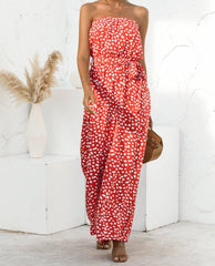 Quinn Allover Print Strapless Wide Jumpsuit