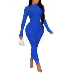 Tia Solid Insert Mesh Jumpsuit
