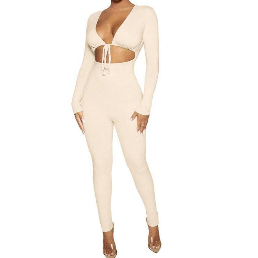 Leyla Solid Lace Up Jumpsuit