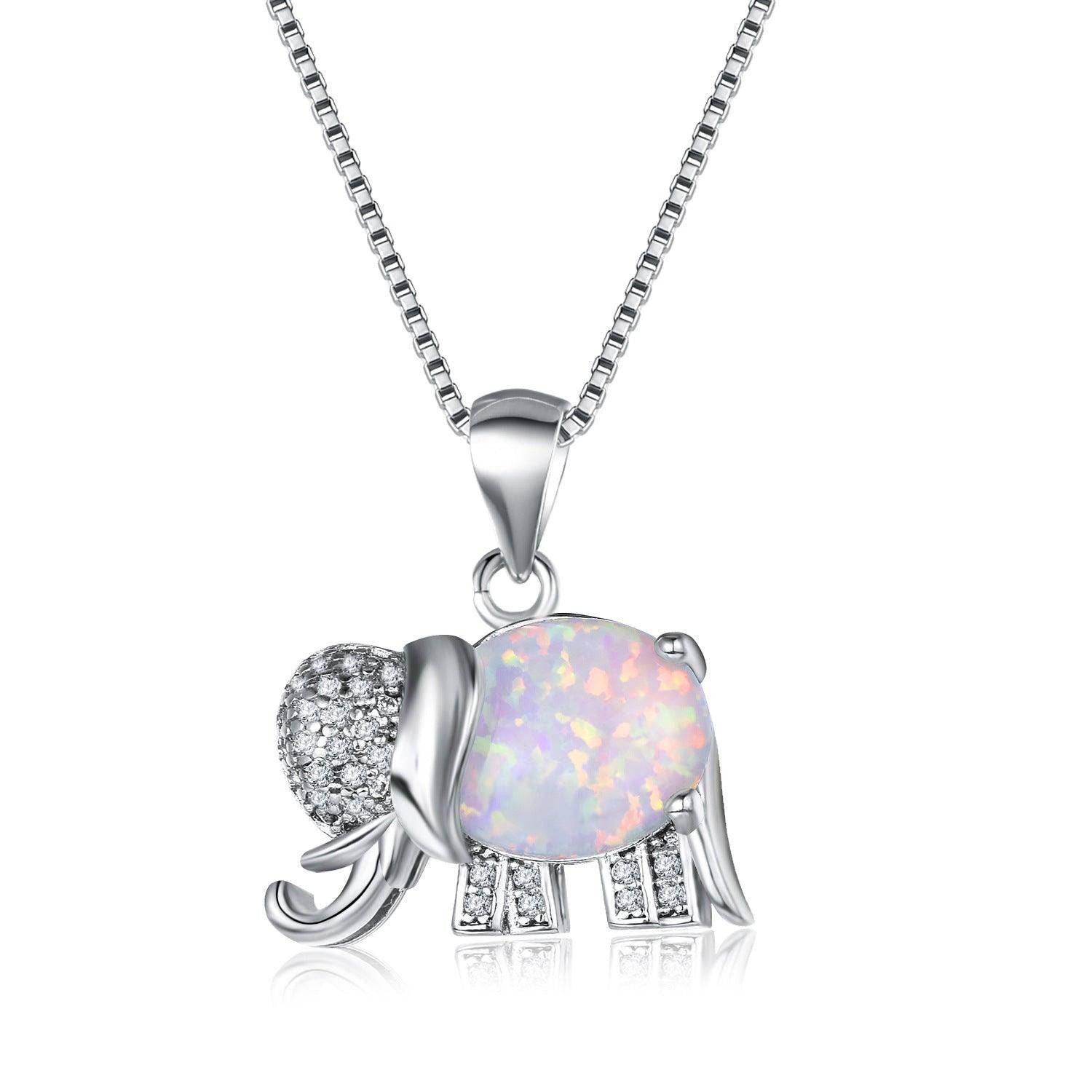 Adria Elephant Pendant Box Chain Necklace