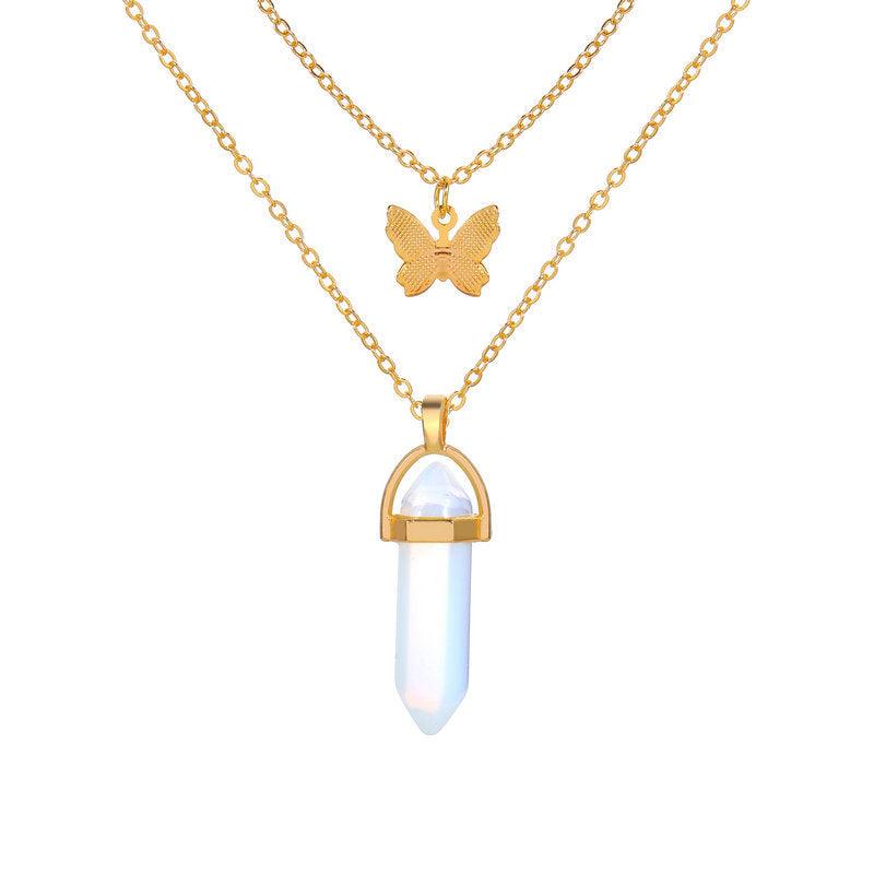 Imogen Crystal Butterfly Pendant Cable Chain Necklace