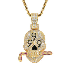 Macie Fully Iced Skull Pendant Chain