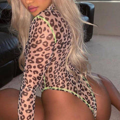 Kaitlin Allover Leopard Turtle Neck Bodysuit