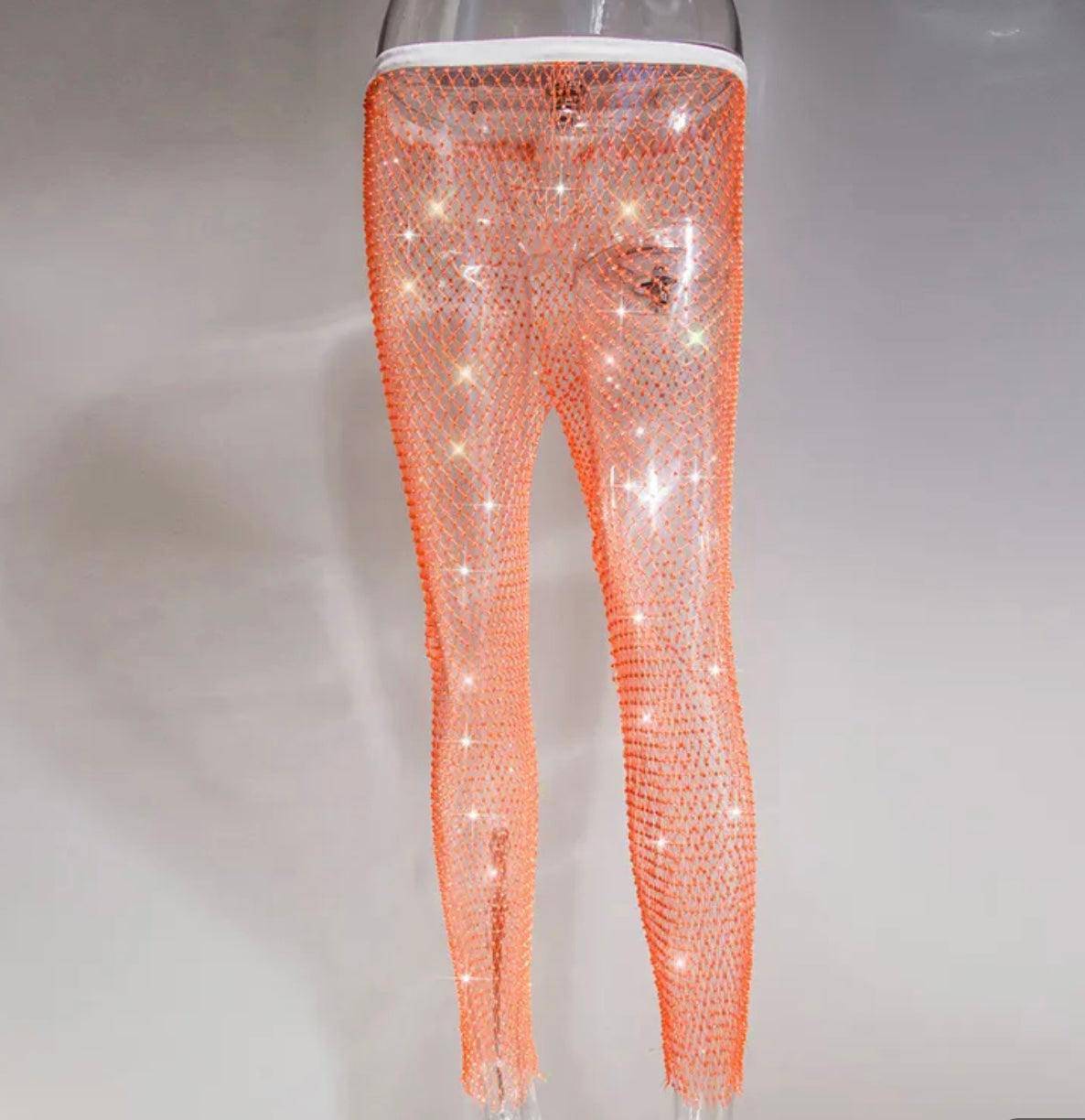 Cynthia Rhinestone Mesh Pants