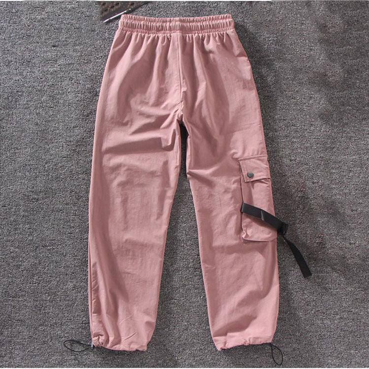 Joyce Elastic Waist Solid Cargo Pants