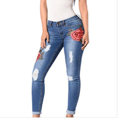 Jaelyn Embroidered Tattered Jeans