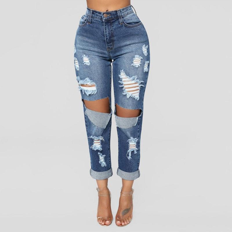 Thalia High Waist Ripped Denim Pants