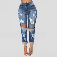 Thalia High Waist Ripped Denim Pants