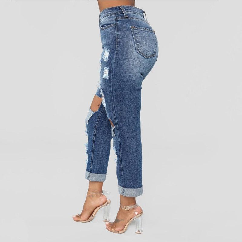 Thalia High Waist Ripped Denim Pants