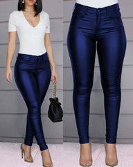 Ellen High Waist Elastic Leather Pants