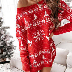 Bettany Jacquard Loose Knit Long Sleeve Dress