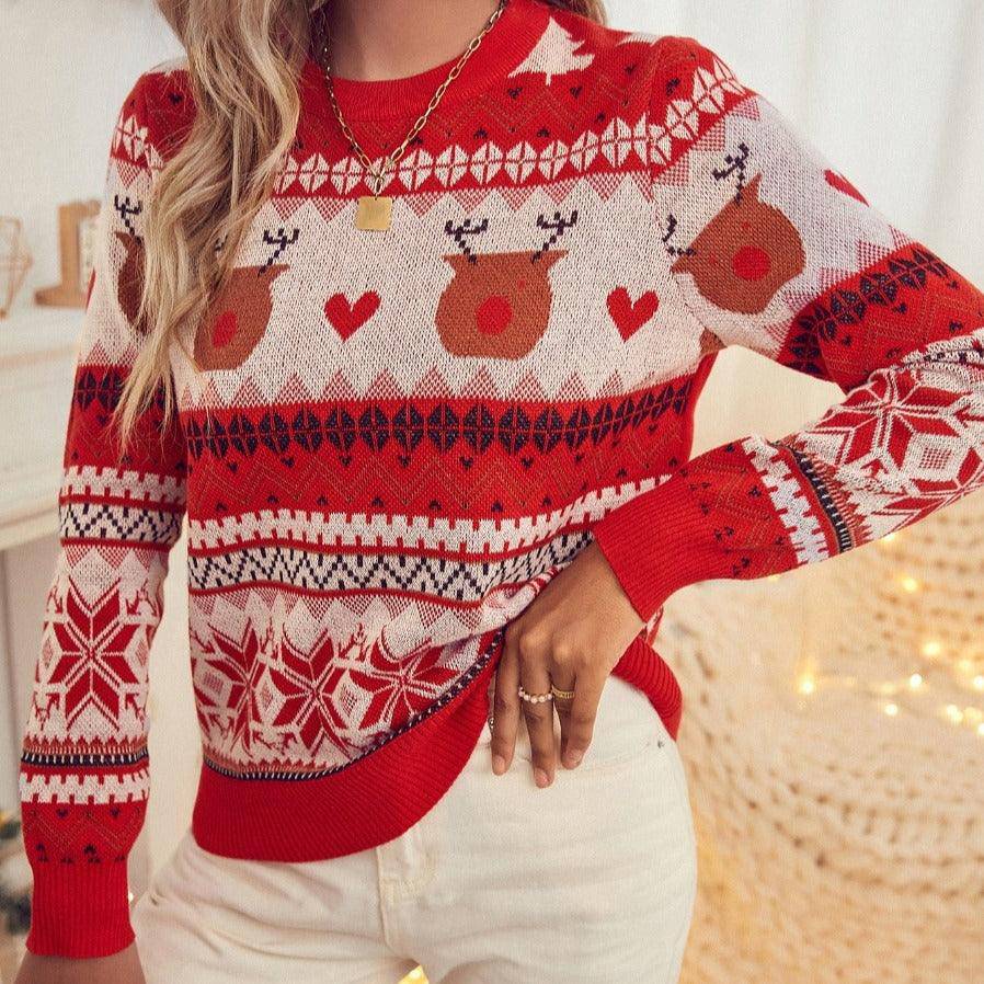 Carmella Round Neck Long Sleeve Pullover Sweater